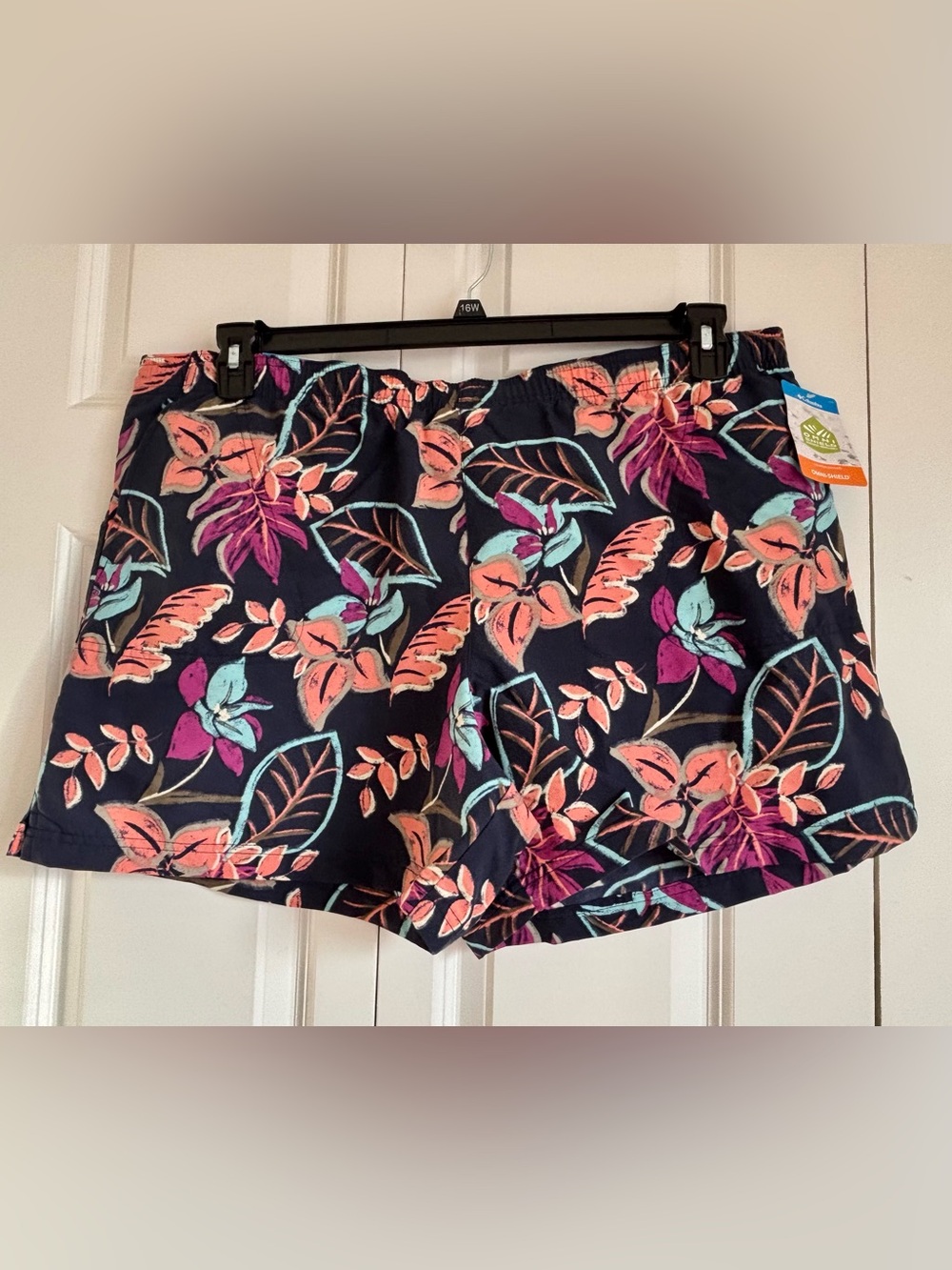 Women's Navy Floral Bike Shorts with Elastic Waist